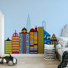 Superhero City Wall Decal Fabric Eco-friendly Repositionable Superhero Decals Cityscape Decal