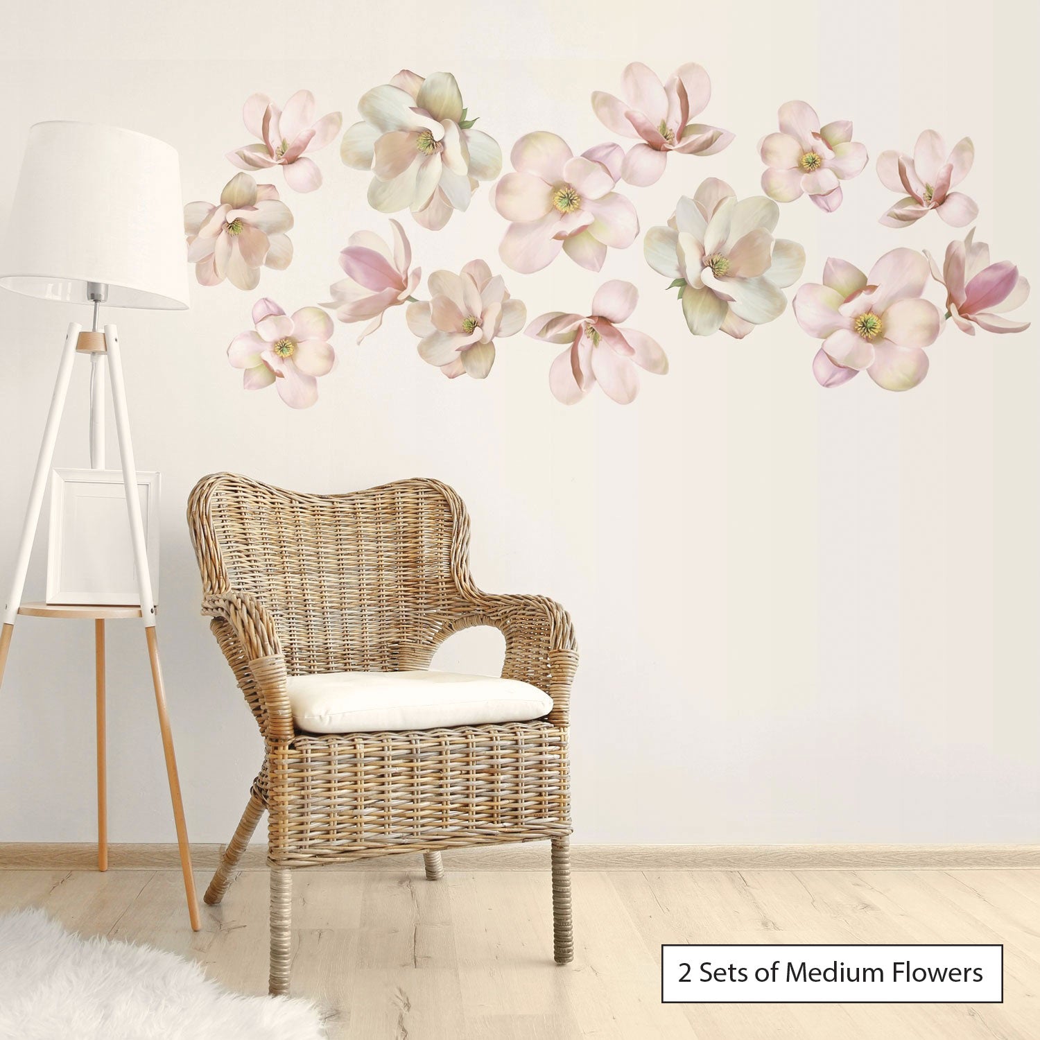 Pink Watercolor Flower Wall Decals, Girls Wall Decals, Repositionable  Floral Wall Stickers