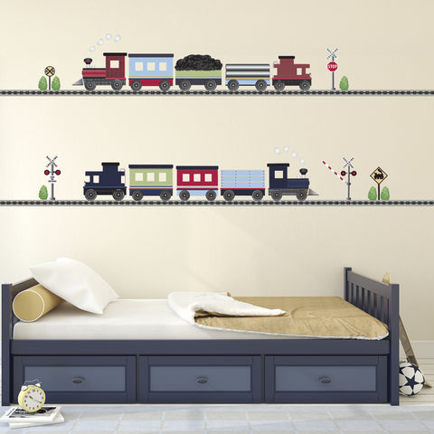 Train Wall Decals & Straight Railroad Track Wall Decals Col. 2 