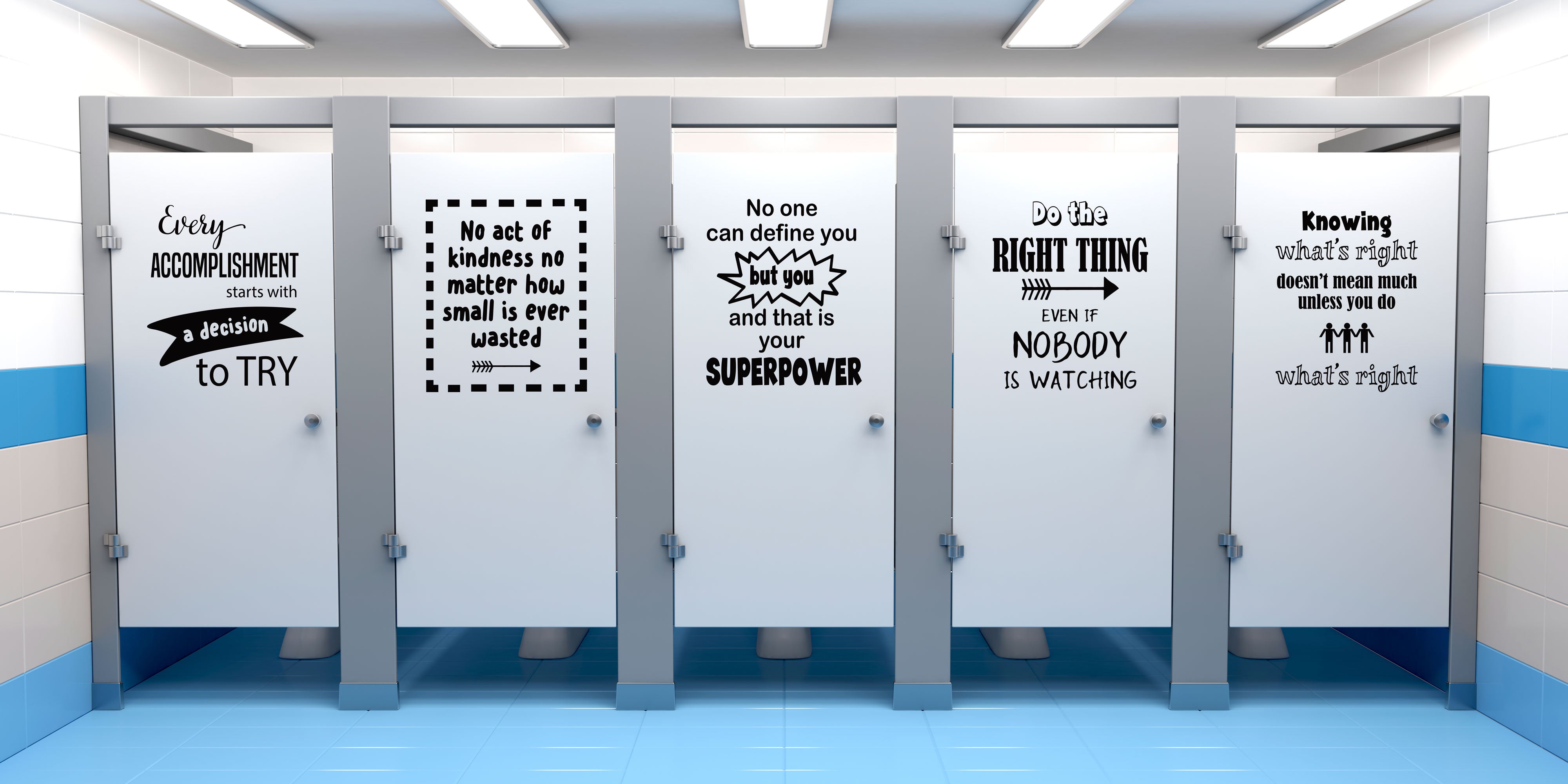 Kindness Project Quotes School Bathroom Decals Unisex 5 Quote Decals