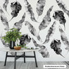 8 Large Banana Leaves Wall Decals, Black Gray White Eco Friendly Matte Tropical Leaf Decals - Wall Dressed Up