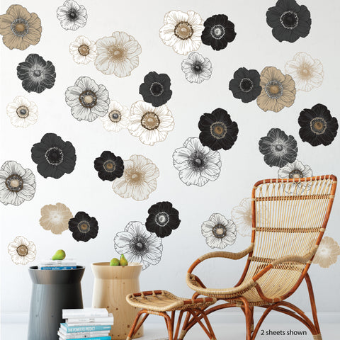 Anemone Flower Decals, Flower Wall Decals, Floral Wall Decals