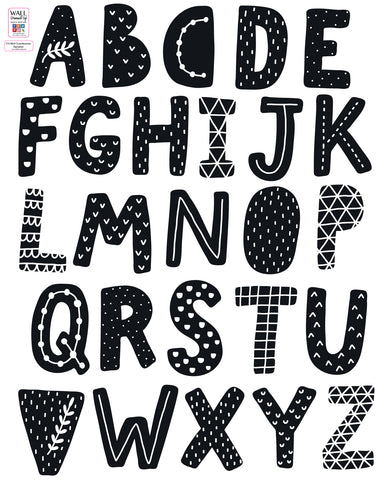 Illustrated Alphabet Wall Sticker, Alphabet Wall Decal 