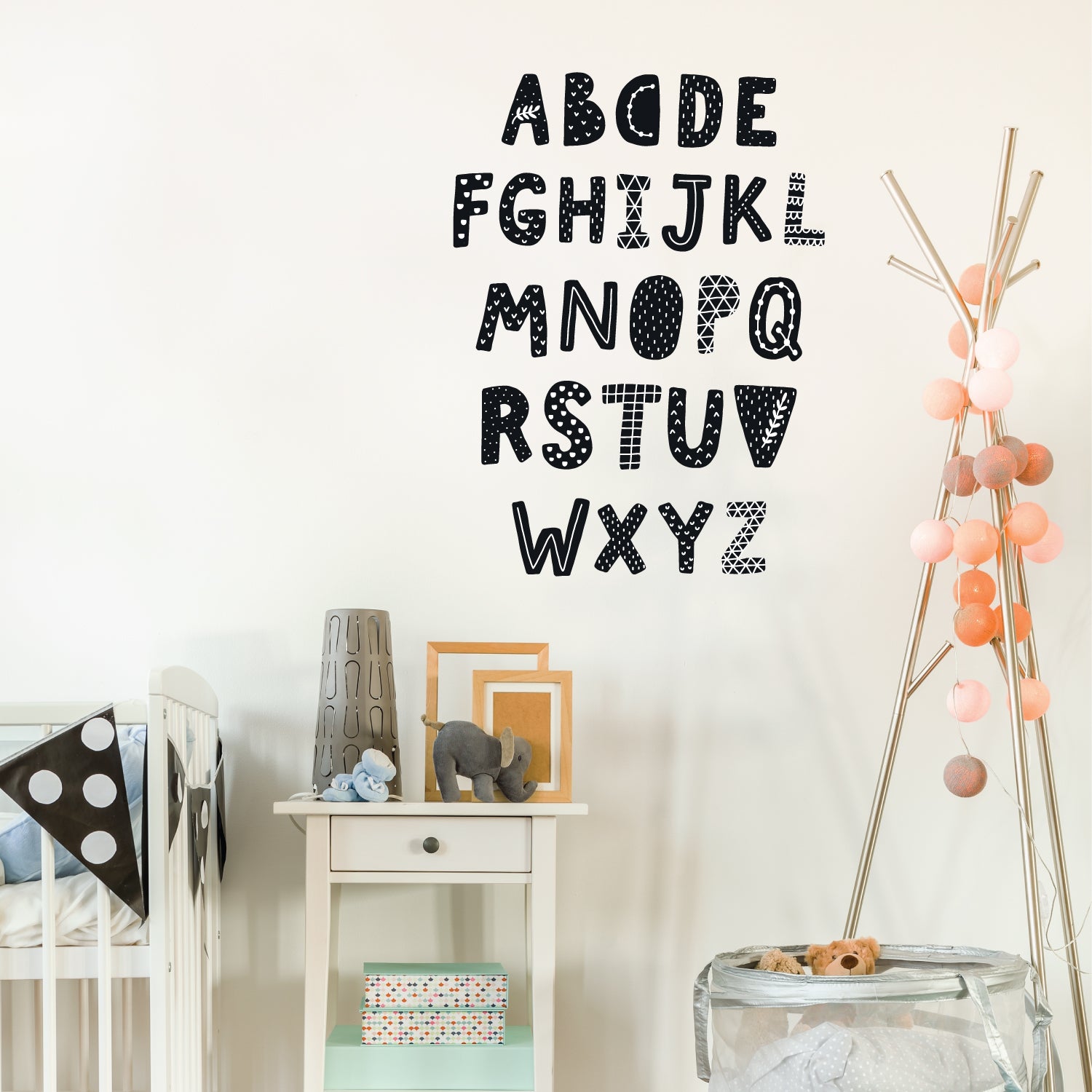 Alphabet Decals, Black and White, ABC's, Scandinavian Design Wall Stic