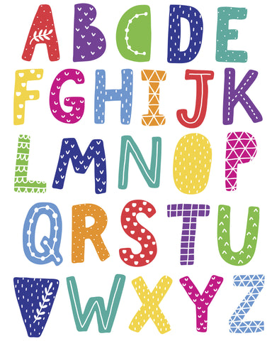 A-Z Pastel Alphabet ABC's Fabric Wall Decals