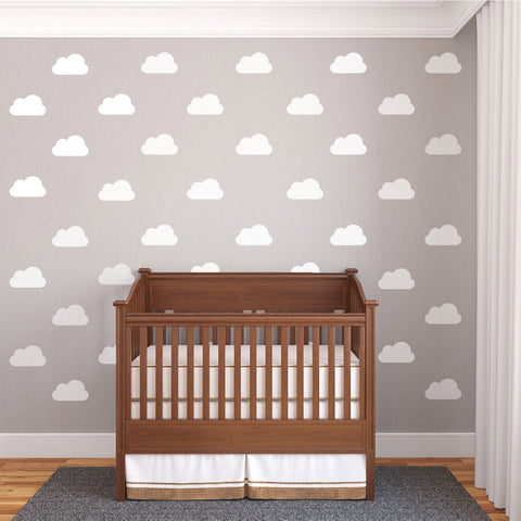 25 White Nursery Cloud Vinyl Wall Decals - Wall Dressed Up