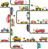 Cars, Trucks, EMS and Construction Vehicle Wall Decals plus Gray Road Curved and Straight - Wall Dressed Up