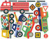 Emergency Vehicle and Truck Wall Decals with Straight and Curved Gray Road, Reusable Decals - Wall Dressed Up