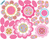 Pink Multicolor Flower Power Wall Decals with Leaves and Stems - Wall Dressed Up