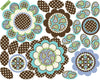 Turquoise/ Brown Flower Power Wall Decals with Leaves and Stems - Wall Dressed Up