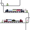 2 Freight Train Wall Decals with Straight and Curved Railroad Track Color 2 - Wall Dressed Up