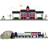 Train Wall Decals Train Station and Tunnel, 15 ft Straight Railroad Track, Color Navy 2 - Wall Dressed Up