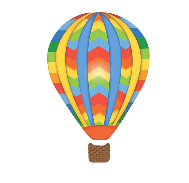 Hot Air Balloon Wall Decals and Clouds Reusable Wall Stickers, Primary