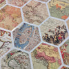 32 Hexagon Map Wall Decals, Peel and Stick Vintage World Map Wall Stickers - Wall Dressed Up