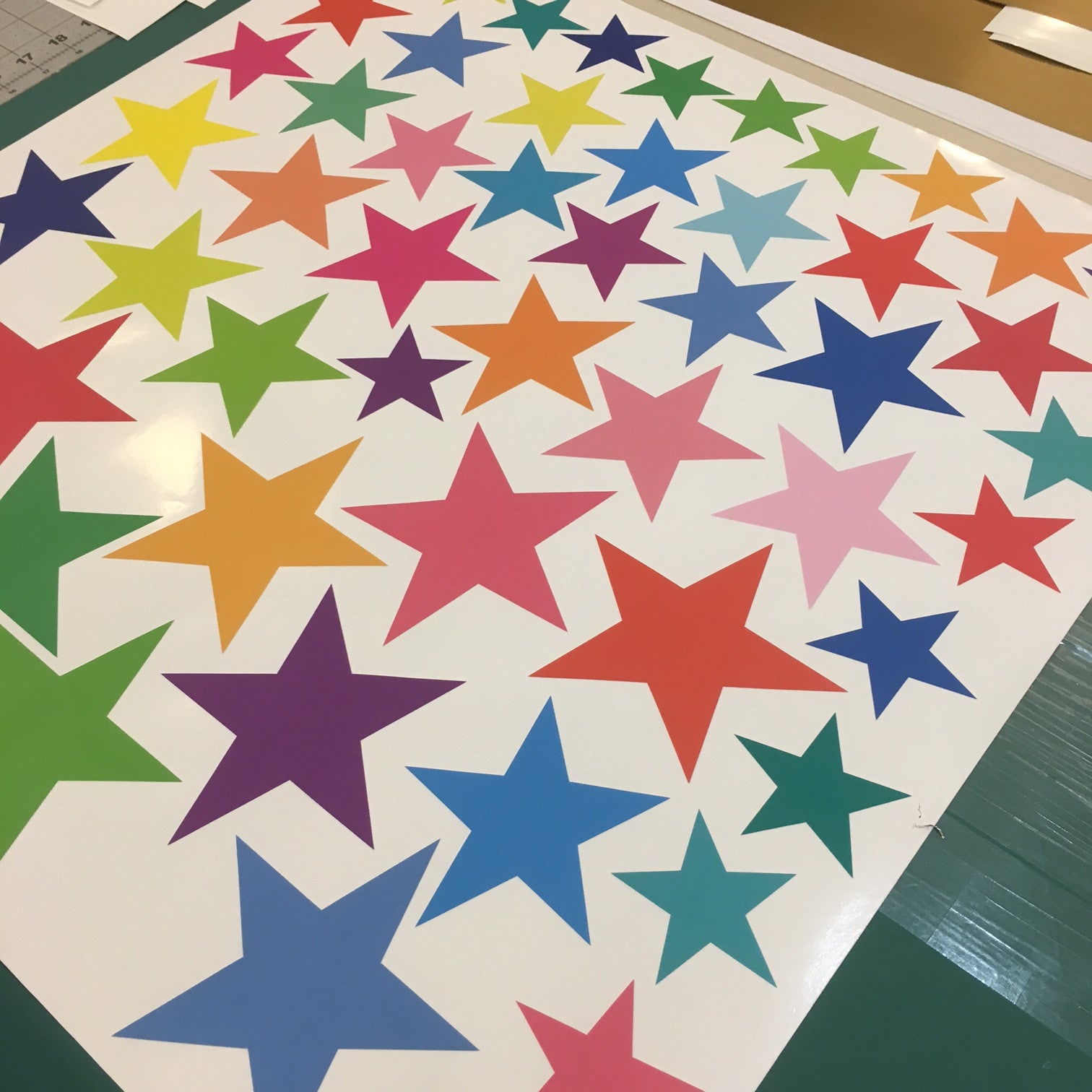 Wall Decals Stars Rainbow Colors EcoFriendly Fabric Removable & Reusa