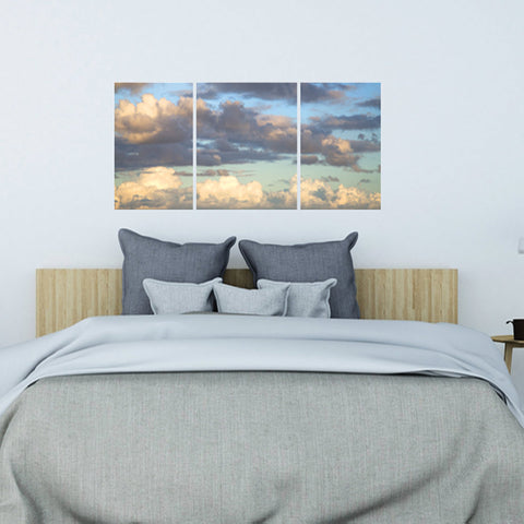 Sky with Clouds Triptych Photograph Wall Decals, Matte Removable and Repositionable - Wall Dressed Up