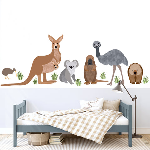 Large Australian Animals Wall Decals, Kangaroo Decals, Koala Decals Eco Friendly Matte Repositionable