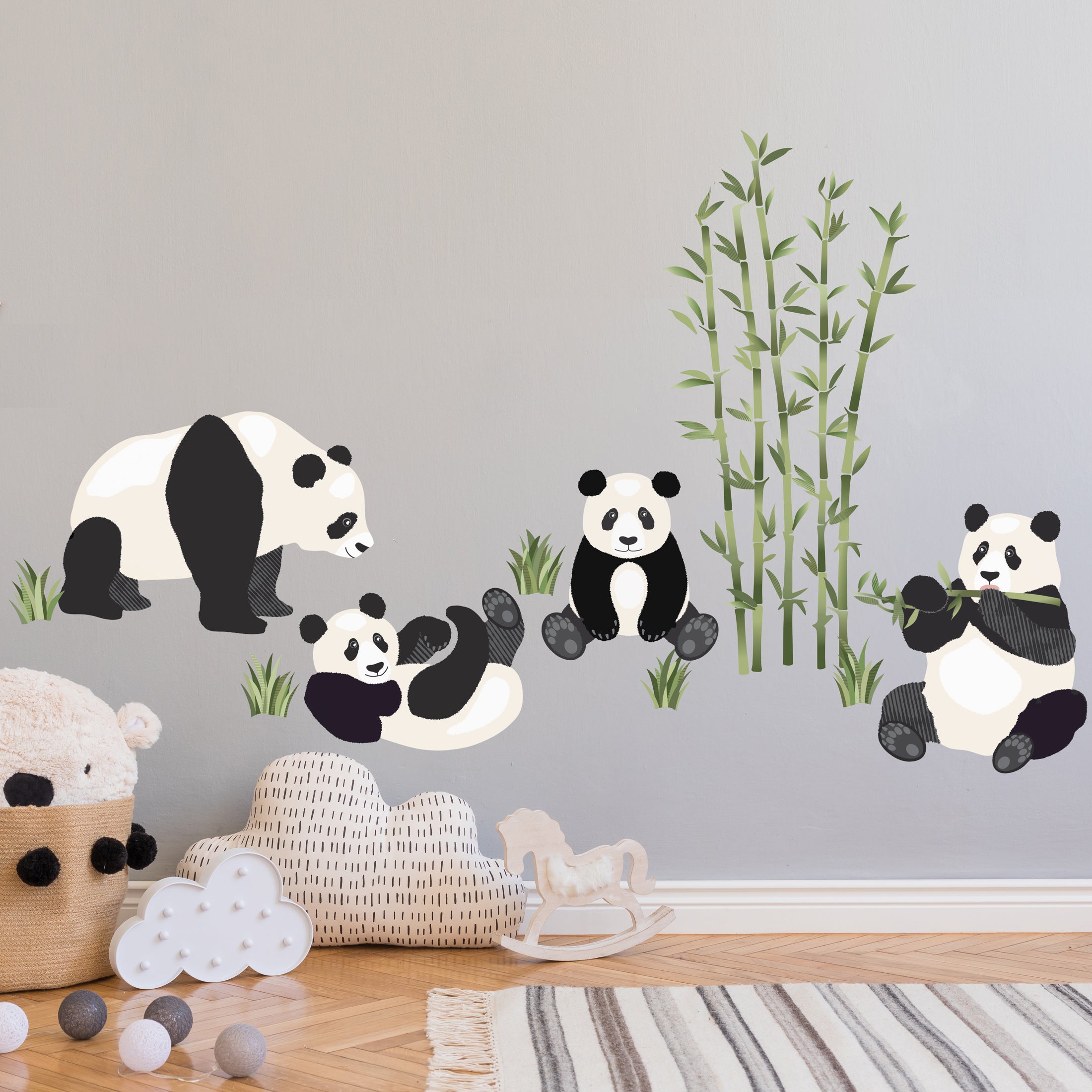 Large Panda Decals Panda Bear Wall Decals and Bamboo Decals, Nursery