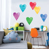 6 Large Watercolor Hearts Wall Decals, Heart Decals, Girls Wall Stickers,Nursery Wall Decor, Eco Friendly Wall Decals