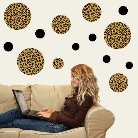 Leopard Print Dot Wall Decals, Eco-Friendly Matte Fabric Wall Stickers - Wall Dressed Up