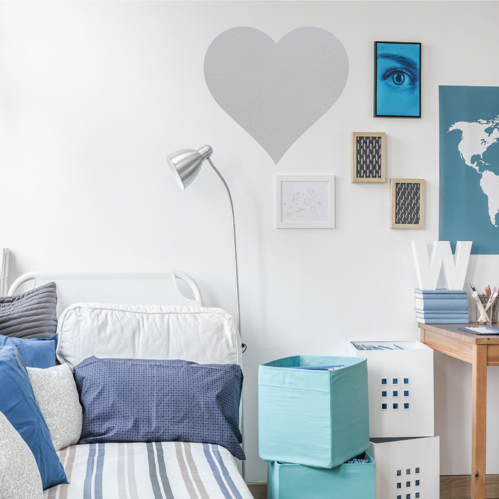 Large Metallic Gold or Silver Heart Vinyl Wall Decal