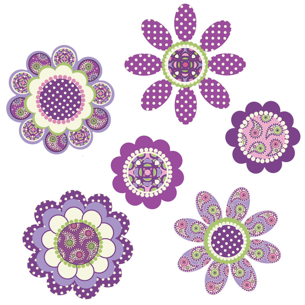 Purple Flower Power Wall Decals