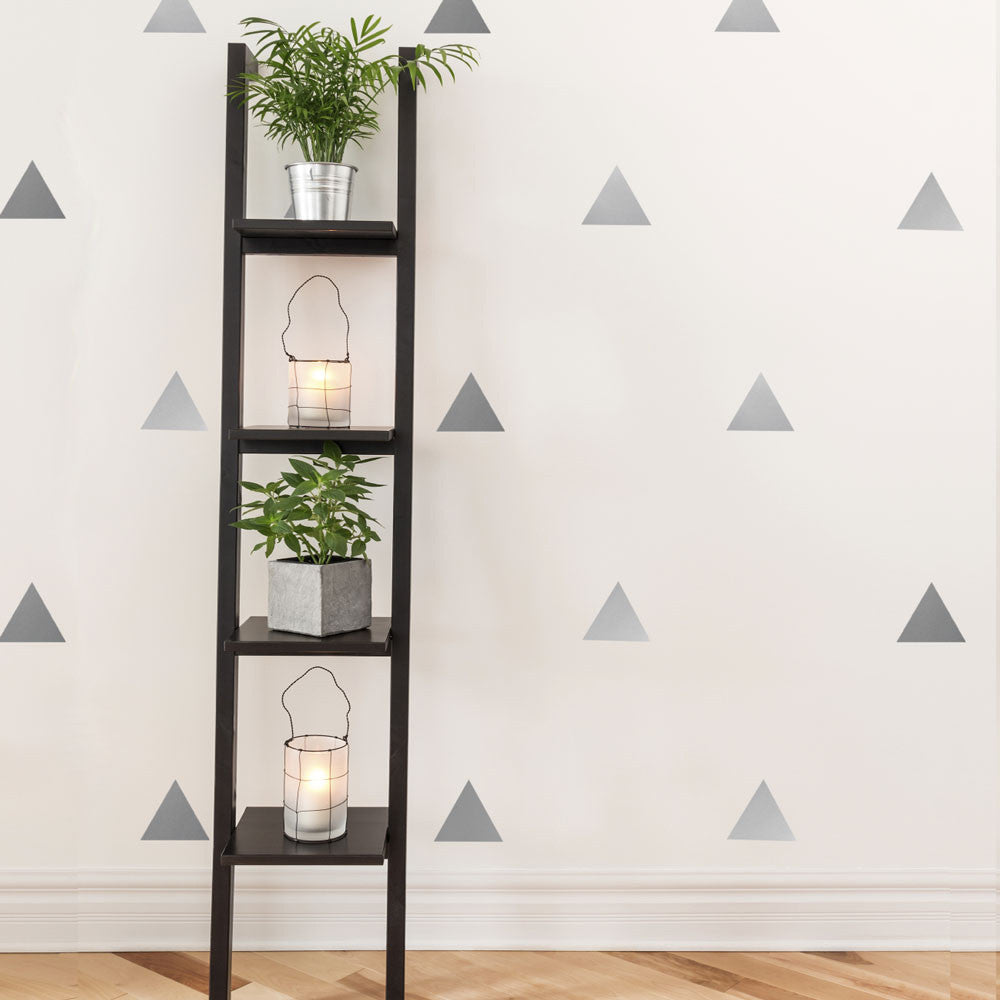 36 Large Silver or Gold Metallic Triangle Wall Decals