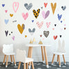Modern Hearts Decals, Fun Graffiti Hearts Wall Decals, Heart and Kisses Fabric Wall Decals
