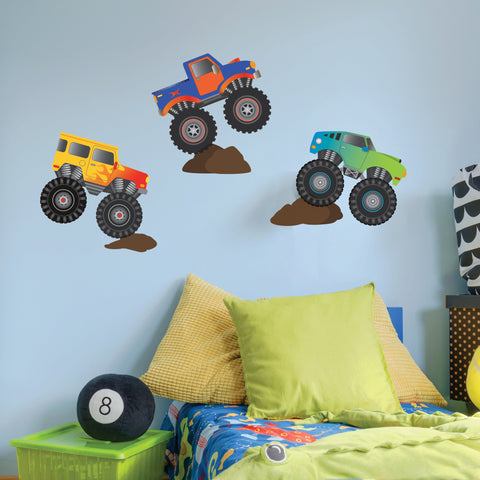 Monster Truck Wall Decals Removable Monster Truck Wall Stickers Kids Bedroom Decor Boys Wall Stickers - Wall Dressed Up