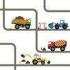 Multicolor Construction Wall Decals Four Construction Vehicles with Straight and Curved Road Decals, Removable Wall Stickers - Wall Dressed Up