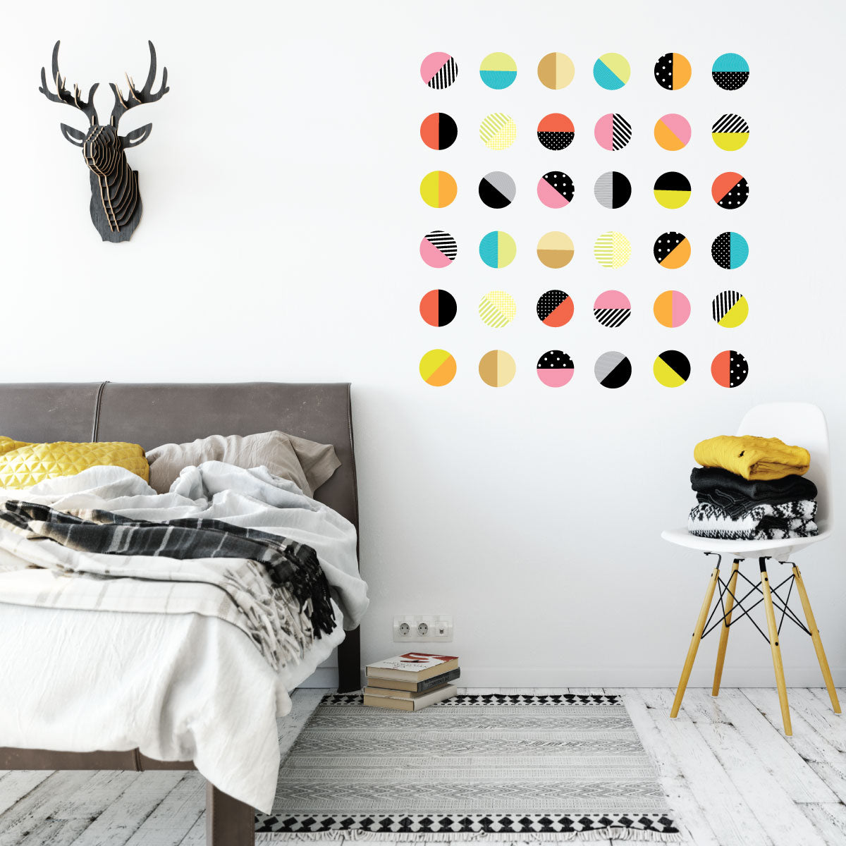 Color Pop Polka Dot Wall Decals, 36 Patterned Wall Stickers, Reusable