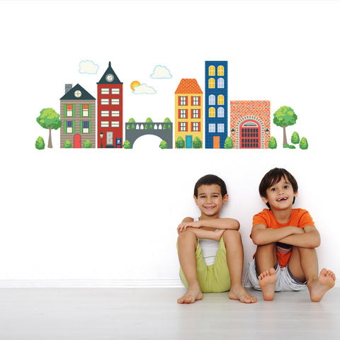 Busy Transportation Town Wall Decals, Eco-Friendly Reusable Wall Stickers - Wall Dressed Up