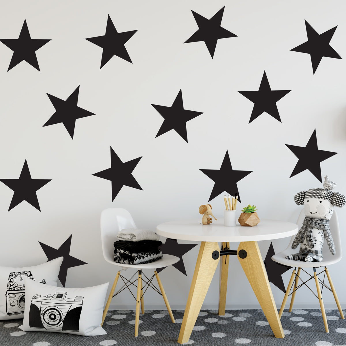 12 Star Wall Decals 9" Star Decals Pink Navy Black White Star Decals