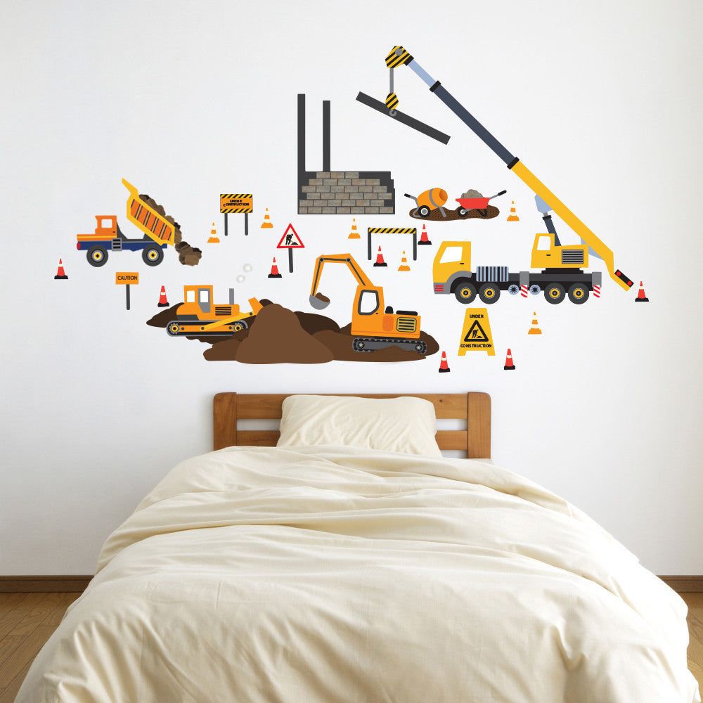 Construction Site Wall Decals, Truck Wall Decals, Construction Vehicles