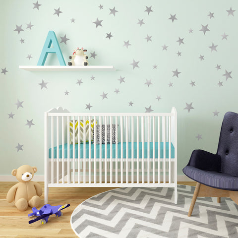 55 Metallic Silver or Gold Five - Point Star Vinyl Wall Decals  (multi sized) - Wall Dressed Up