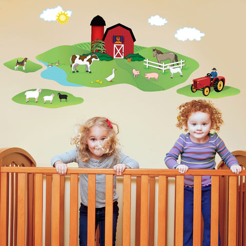 Red Barn with Farm Animals Wall Decals - Wall Dressed Up