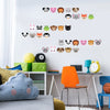 30 Animal Emoji Fabric Wall Decals, Removable and Reusable - Wall Dressed Up
