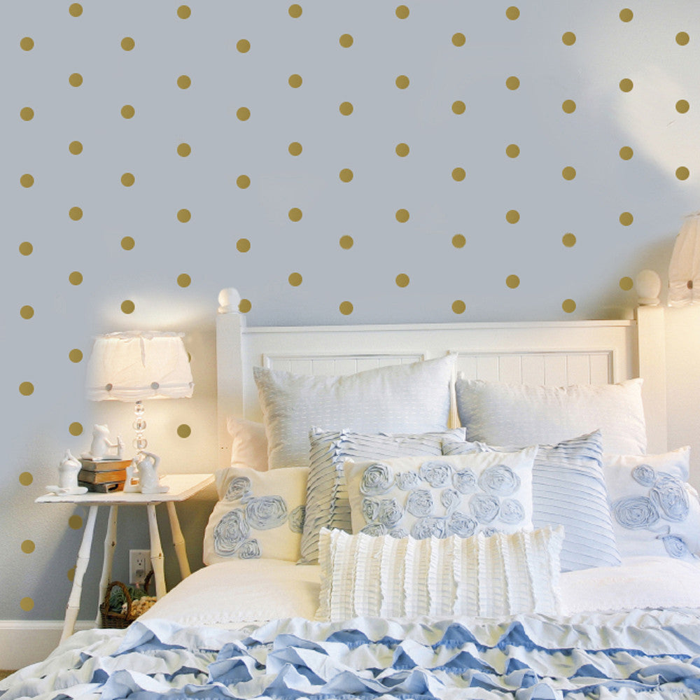 Metallic Dots Wall Decals 120 Silver or Gold Decals 2 inch Polka Dot V