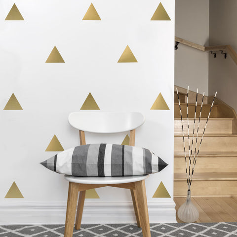 36 Large Silver or Gold Metallic Triangle Wall Decals - Wall Dressed Up