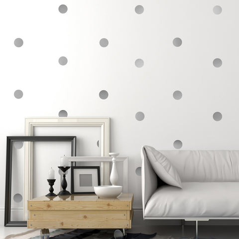 30 Silver or Gold Metallic 4 Inch Polka Dot Vinyl Wall Decals - Wall Dressed Up