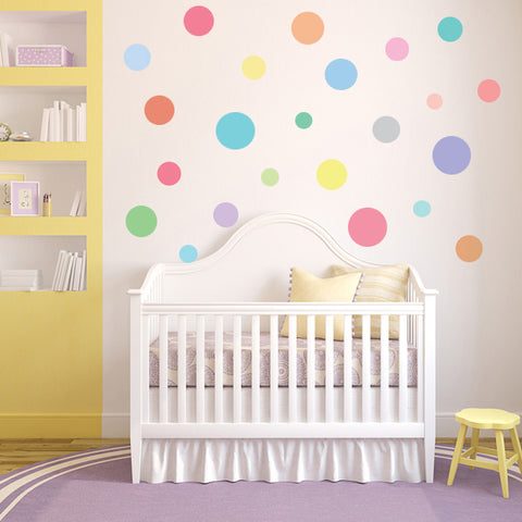 23 Multi-sized Sorbet Color Polka Dot Decals - Wall Dressed Up