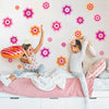 Retro Flower Wall Stickers Flower Power Wall Decals Girls Wall Decals Matte Eco Friendly Repositionable Floral Wall Decals Col 1
