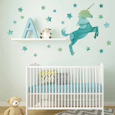 Unicorn Wall Decal, Horse Decal, Star Decals, Eco-Friendly Fabric Wall Stickers - Wall Dressed Up