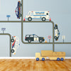 Five Police Vehicle Wall Decals, Straight & Curved Road, Eco-Friendly Fabric Wall Stickers - Wall Dressed Up