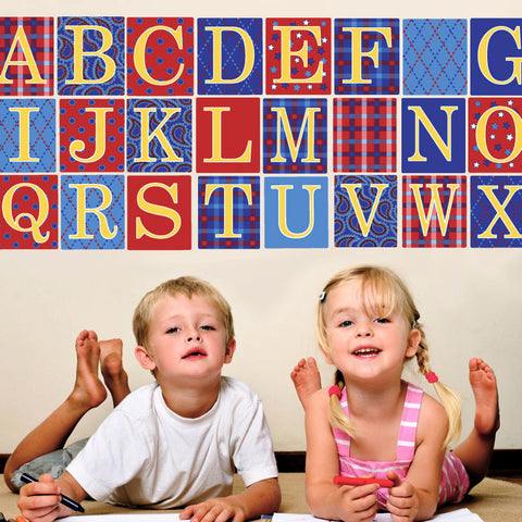 Alphabet Blocks in Primary Colors Wall Decals, Eco-Friendly Matte Wall Stickers - Wall Dressed Up