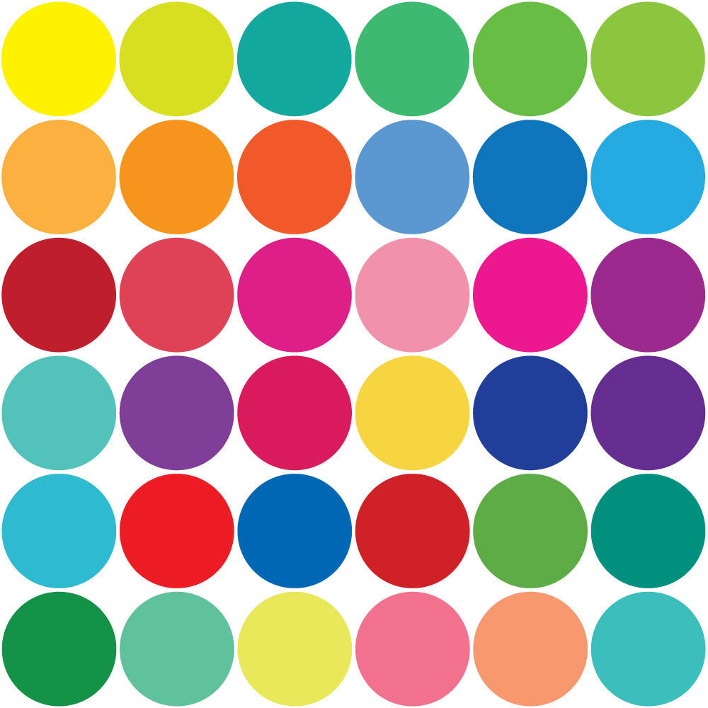 36 Rainbow Colors Polka Dot Wall Decals, Eco Friendly Dot Wall Stickers