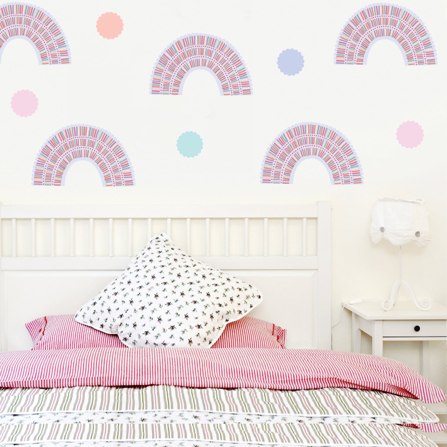 Pastel Rainbow Wall Decals, Nursery Wall Decals, Rainbows, Polka Dot W