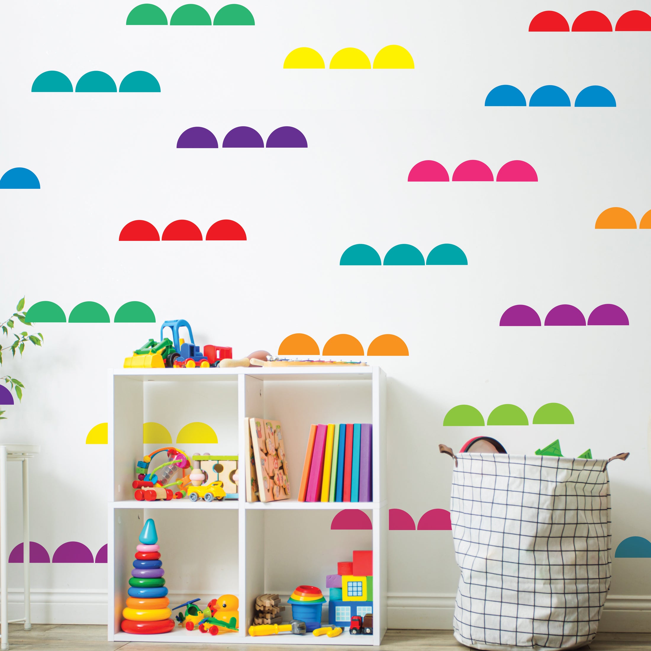 Modern Rainbow Semi Circle Wall Decals, Geometric Wall Stickers