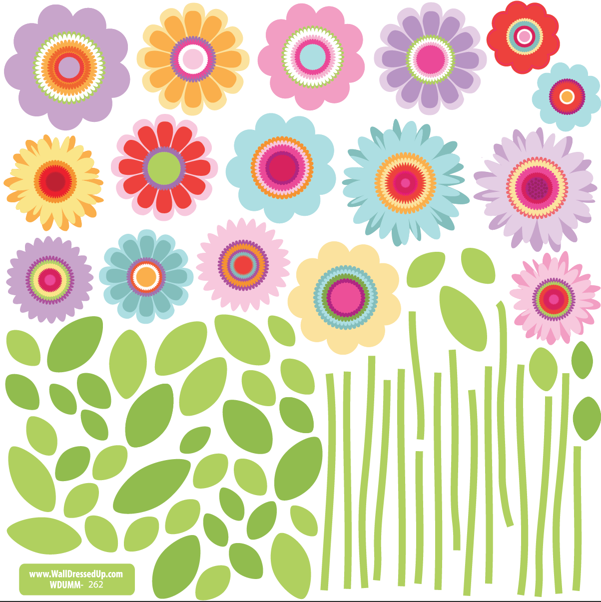 Wall Decals Spring Garden Flower Decals, Fabric Peel and Stick Reusabl