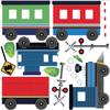 Blue Caboose Freight Train Wall Decals Straight & Curved Railroad Track (Right Facing) Col. 1 - Wall Dressed Up